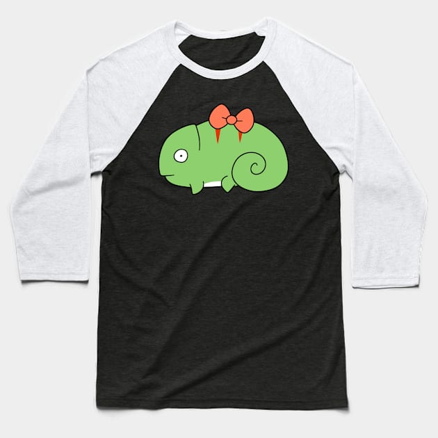 Bow Chameleon Baseball T-Shirt by saradaboru